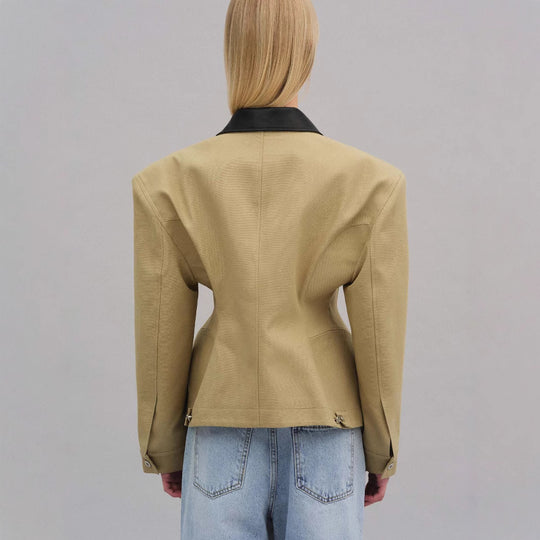 Damen modische Kurzjacke mit kontrastierendem Kragen Heidi-Mode