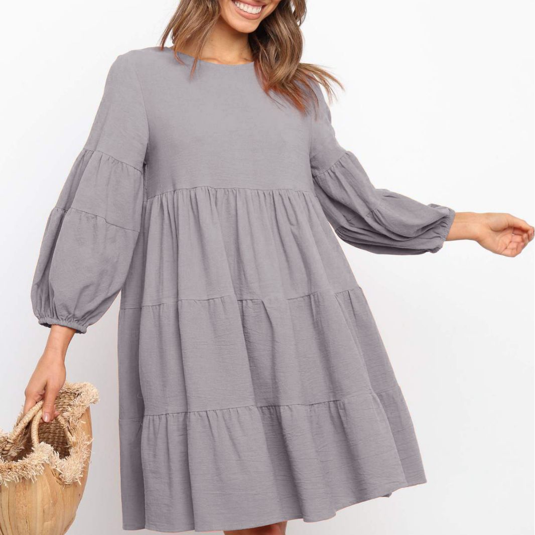 Damen romantisches Sommerkleid mit voluminösen Ärmeln und Rüschendetails Heidi-Mode