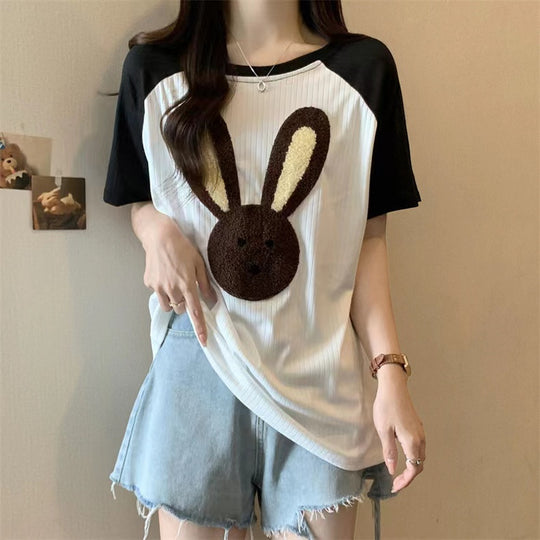 Femme Fun Grafik T-Shirt mit Bunny Design Heidi-Mode