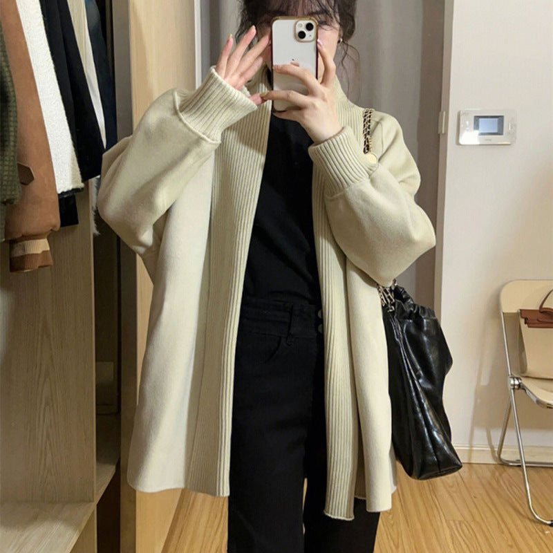 Damen Modischer Oversized Cardigan mit strukturiertem Kragen Heidi-Mode