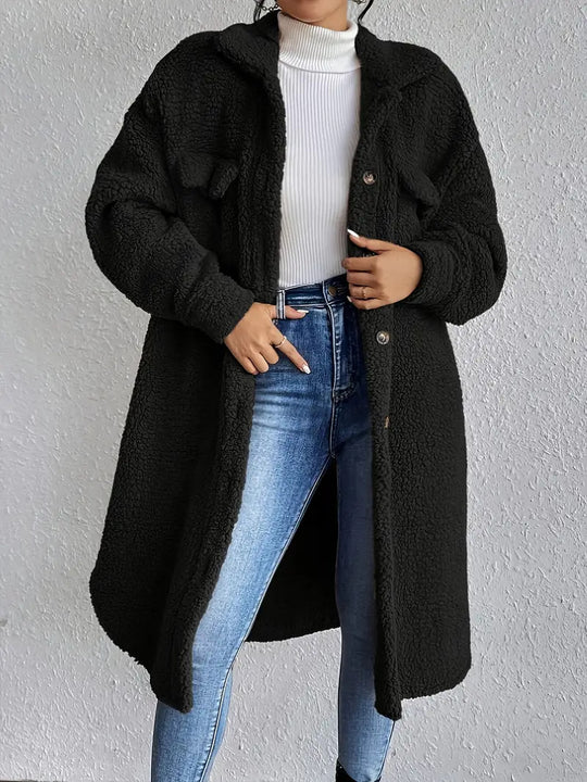 Damen Weiche und gemütliche Teddyjacke im Long-Format Heidi-Mode
