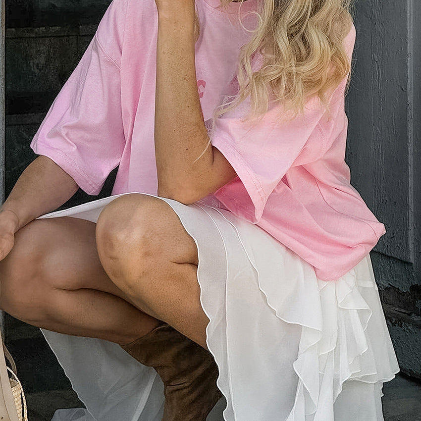 Damen Rüschenrock mit asymmetrischem Schnitt und fließendem Design Heidi-Mode