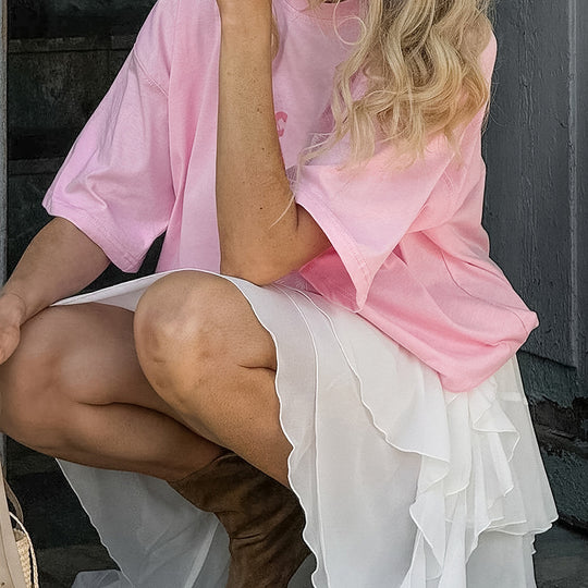 Damen Rüschenrock mit asymmetrischem Schnitt und fließendem Design Heidi-Mode