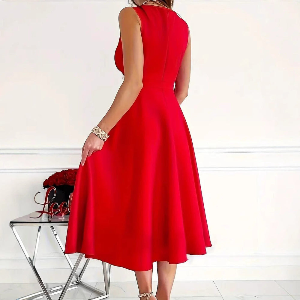 Heidi-Mode | Einfarbiges Tankkleid Asymmetrischer Ausschnitt Kleid