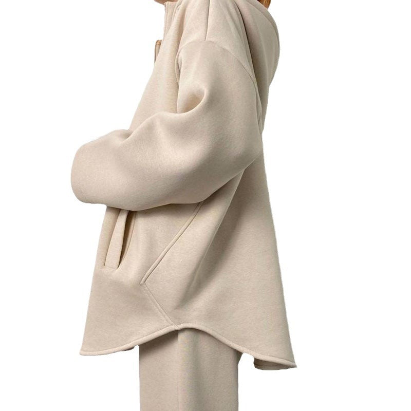 Damen lässiger Hoodie mit hochwertigem Reißverschluss und elastichem Bund Heidi-Mode