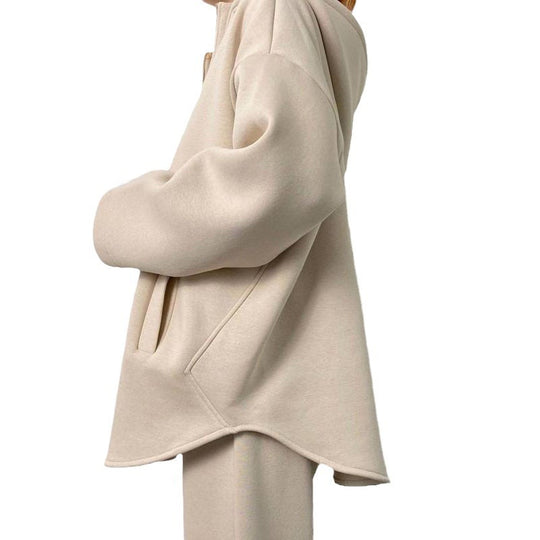 Damen lässiger Hoodie mit hochwertigem Reißverschluss und elastichem Bund Heidi-Mode