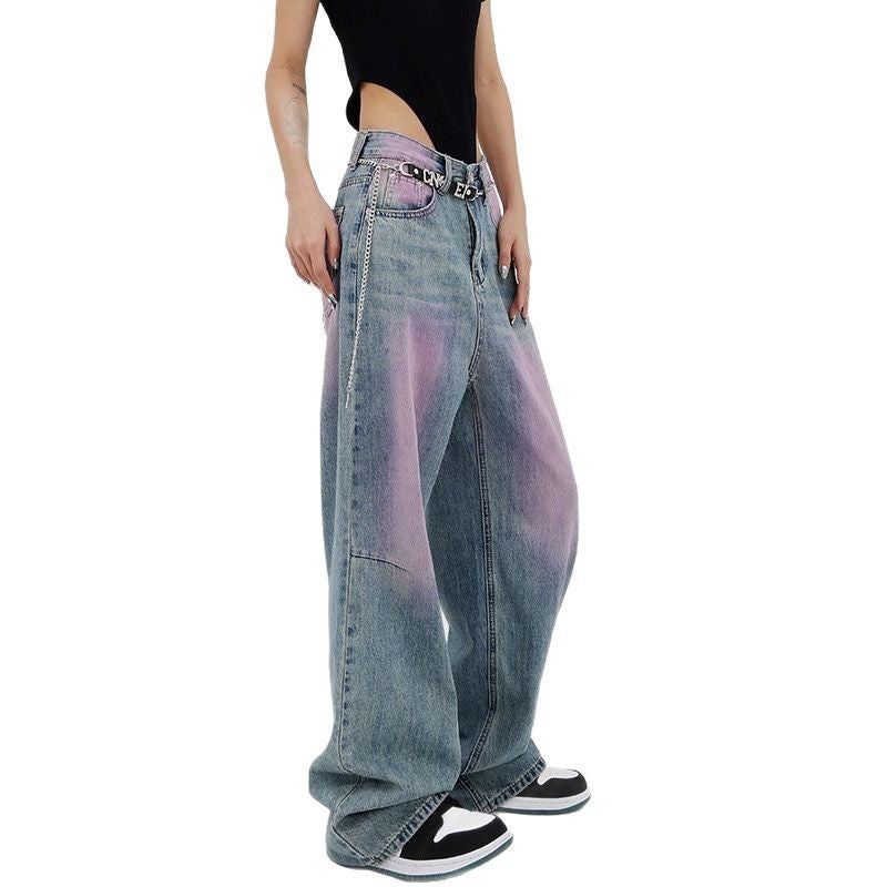 Damen lässige Baggy-Jeans mit farbverlaufendem Design und einem einzigartigen Schnitt Heidi-Mode