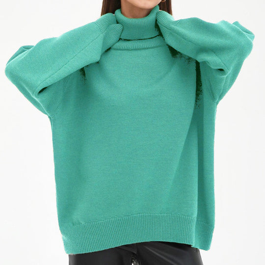 Damen Oversized Rollkragenpullover mit Rippstruktur Heidi-Mode