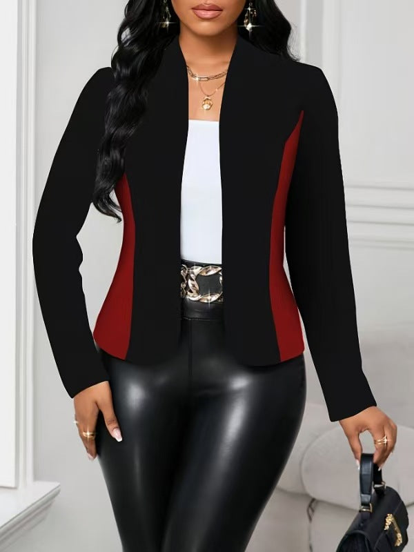 Damen moderne Blazerjacke mit farblich abgesetzten Einsätzen Heidi-Mode
