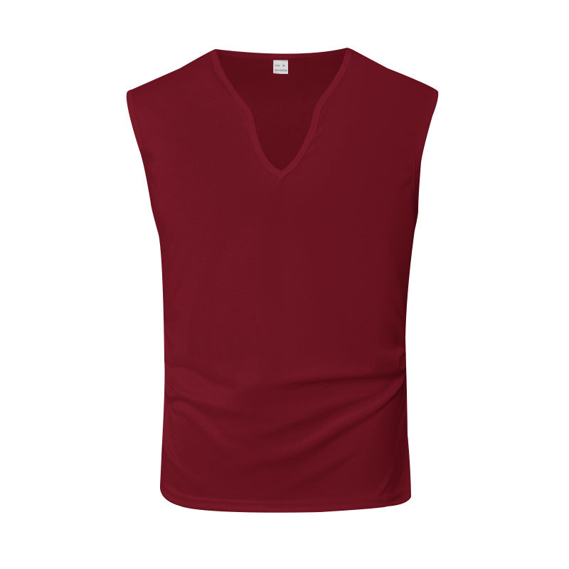 Herren ärmelloses V-Ausschnitt-Tanktop aus atmungsaktivem Stretchmaterial Heidi-Mode