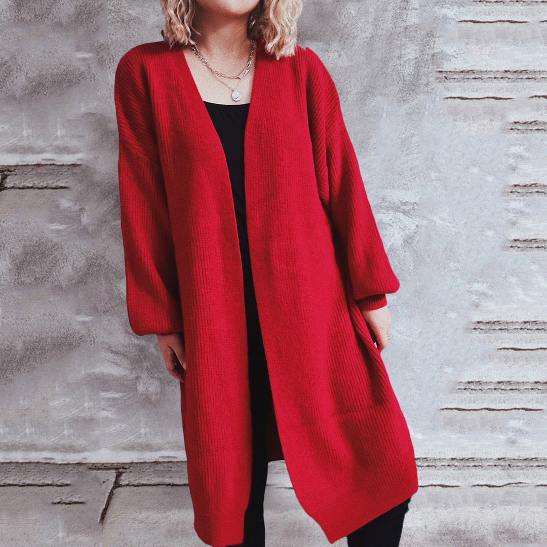 Damen lässiger Strickcardigan mit lässigen Oversize-Ärmeln und offenem Schnitt Heidi-Mode