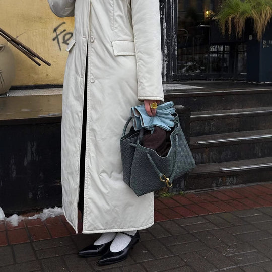 Damen Lange Steppjacke mit elegantem Revers Heidi-Mode