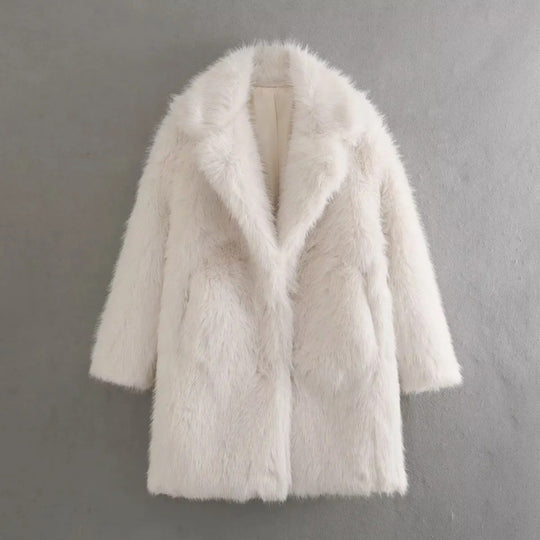 Damen Kuschelige Teddyjacke mit elegantem Revers und großzügigen Taschen Heidi-Mode