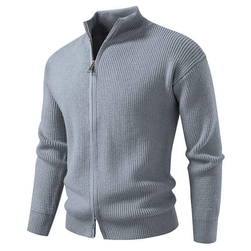 Herren Strickjacke mit hohem Kragen und innovativem Reißverschluss Heidi-Mode