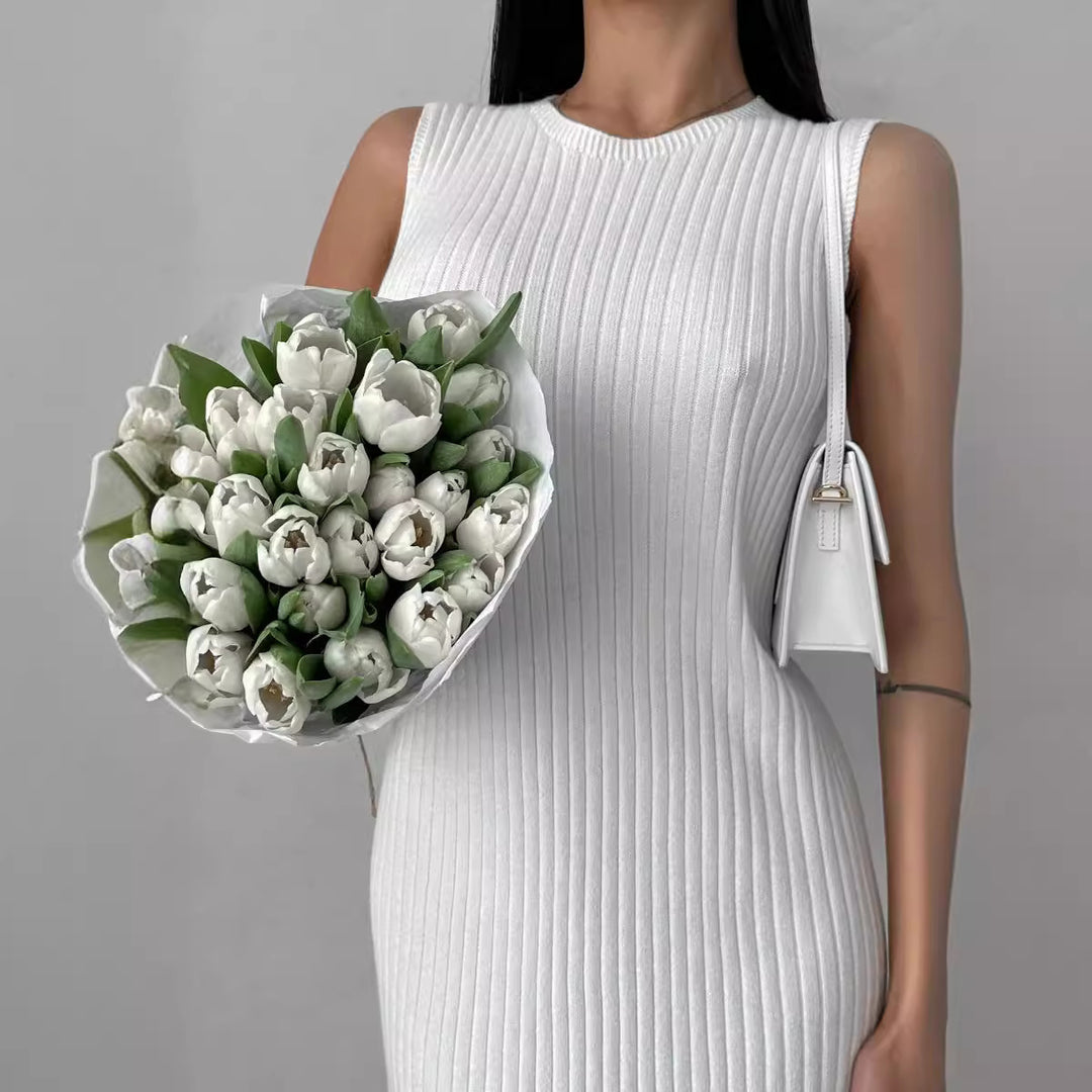 Damen Rippstrick-Midi-Kleid mit Stehkragen Heidi-Mode