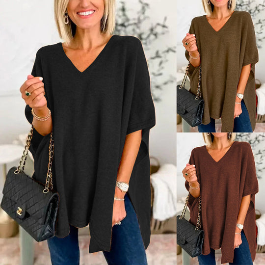 Damen Oversized V-Ausschnitt Tunika Heidi-Mode
