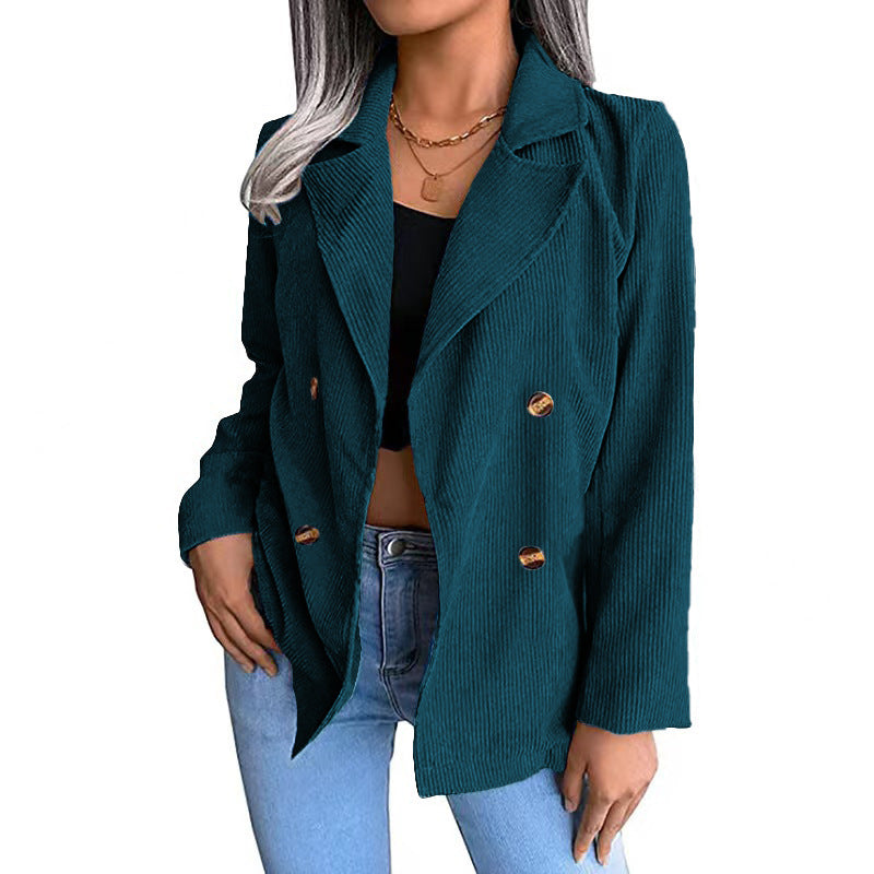 Damen modische Cordjacke mit doppelter Knopfleiste Heidi-Mode