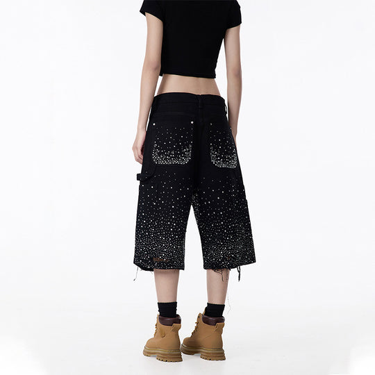 Damen Cargo-Shorts mit glitzernden Details und weitem Schnitt Heidi-Mode