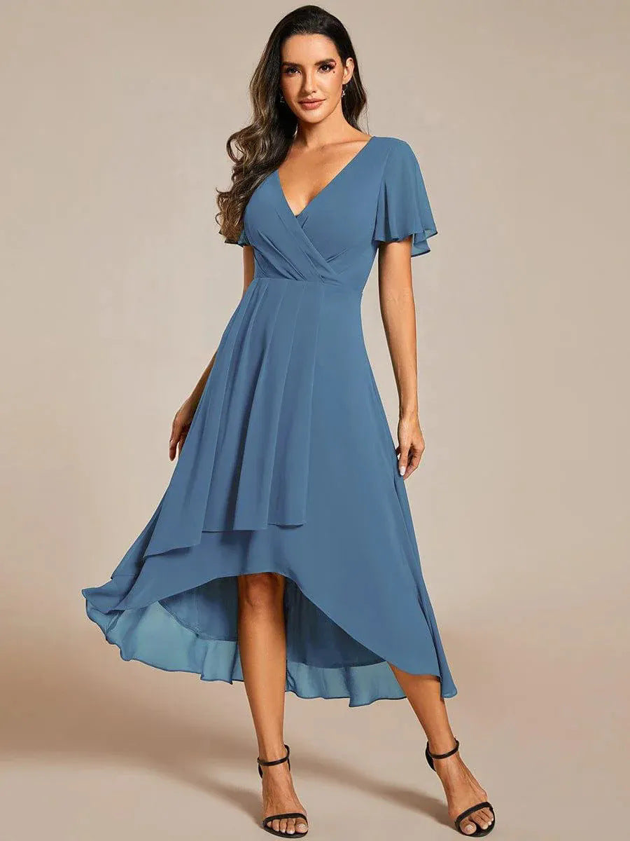 Damen Elegantes Wickelkleid mit asymmetrischem Saum Heidi-Mode