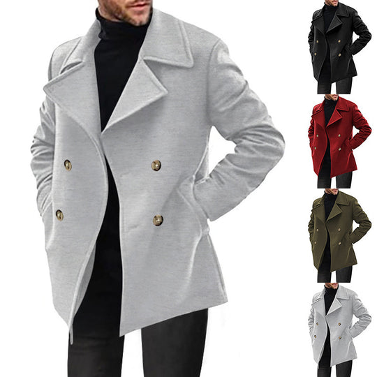 Herren klassischer Peacoat mit modischem Revers und eleganten Knopfdetails Heidi-Mode