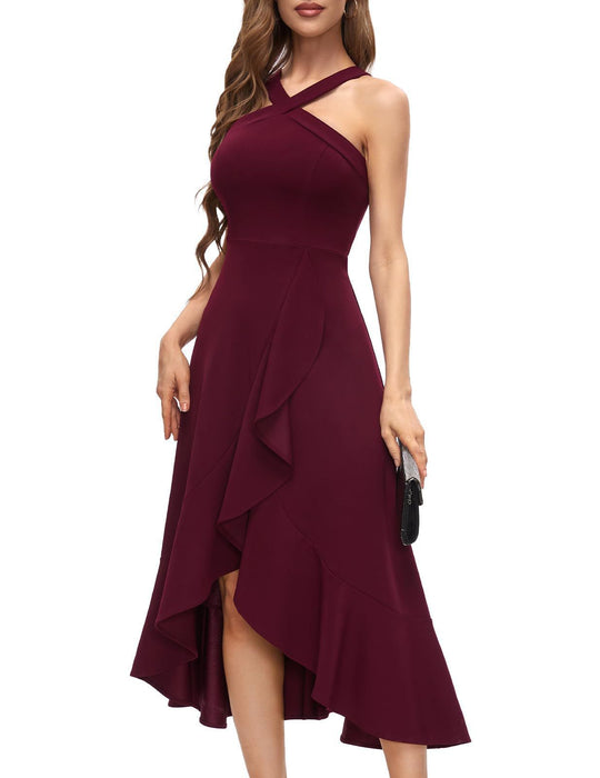 Damen Asymmetrisches Langen Abendkleid mit Drapierung Heidi-Mode