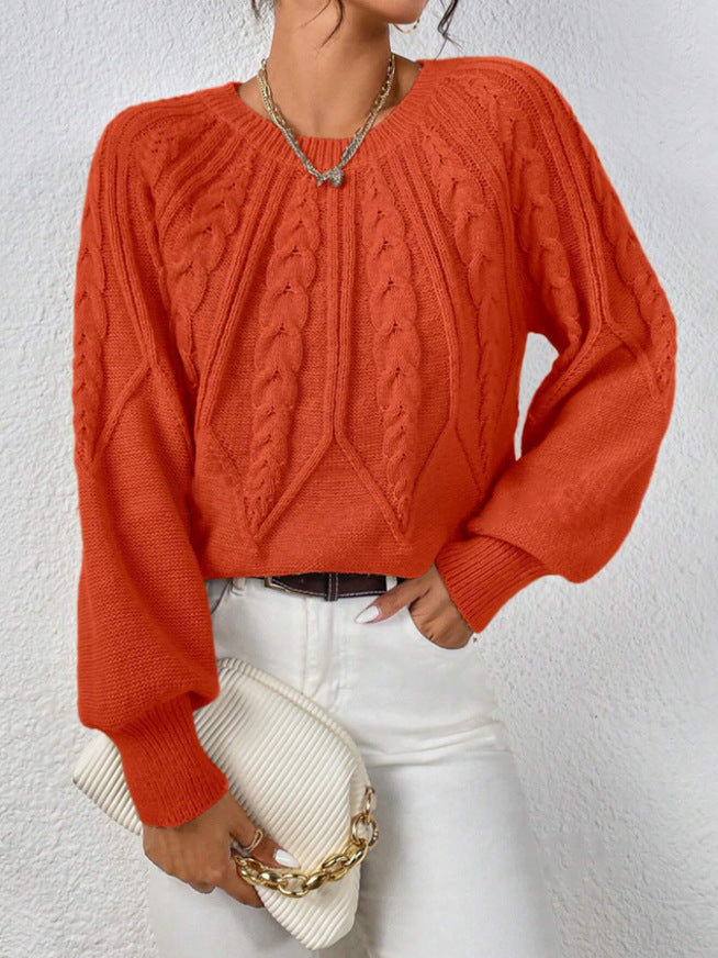 Damen Strickpullover mit Zopfmuster und weitem Schnitt Heidi-Mode