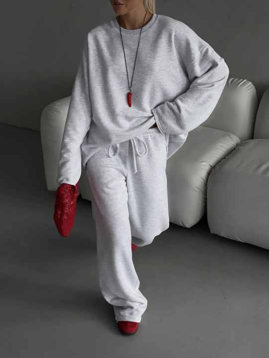 Damen Oversized Loungewear-Set mit Kordelzug und modernem Schnitt Heidi-Mode