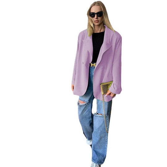 Damen Oversized Blazer mit Doppelknopf und elegantem Schnitt Heidi-Mode