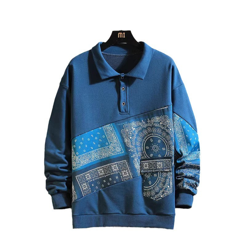 Herren stylisches Polo-Pullover mit Paisley-Design und klassischem Kragen Heidi-Mode