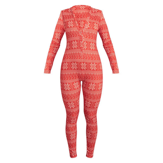 Damen Gemütlicher Jumpsuit mit Weihnachtsmotiv und langer Arm Heidi-Mode