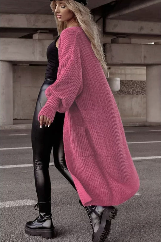 Damen Grobstrickmantel im lässigen Oversized-Stil mit tiefen Taschen Heidi-Mode