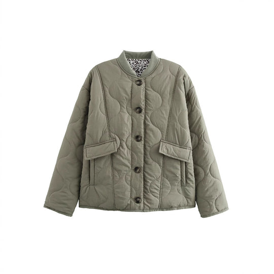 Damen gesteppte Kurzjacke mit Taschen und modernem Kragen Heidi-Mode