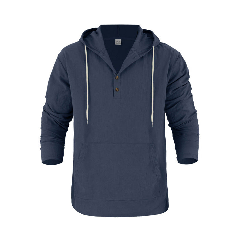 Herren Kapuzensweater mit Knopfleiste und praktischen Taschen Heidi-Mode