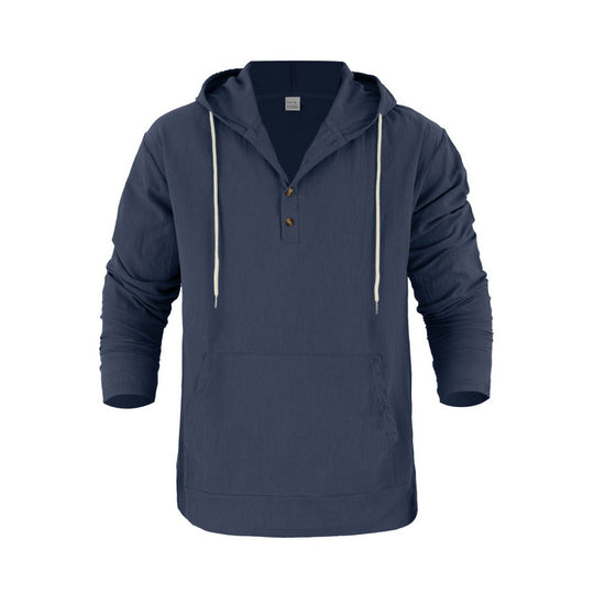 Herren Kapuzensweater mit Knopfleiste und praktischen Taschen Heidi-Mode