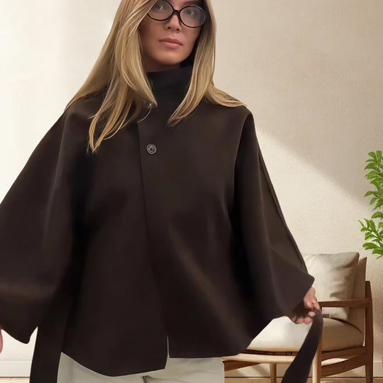 Damen Kapuzenjacke mit Wickelgürtel und elegantem Stehkragen Heidi-Mode