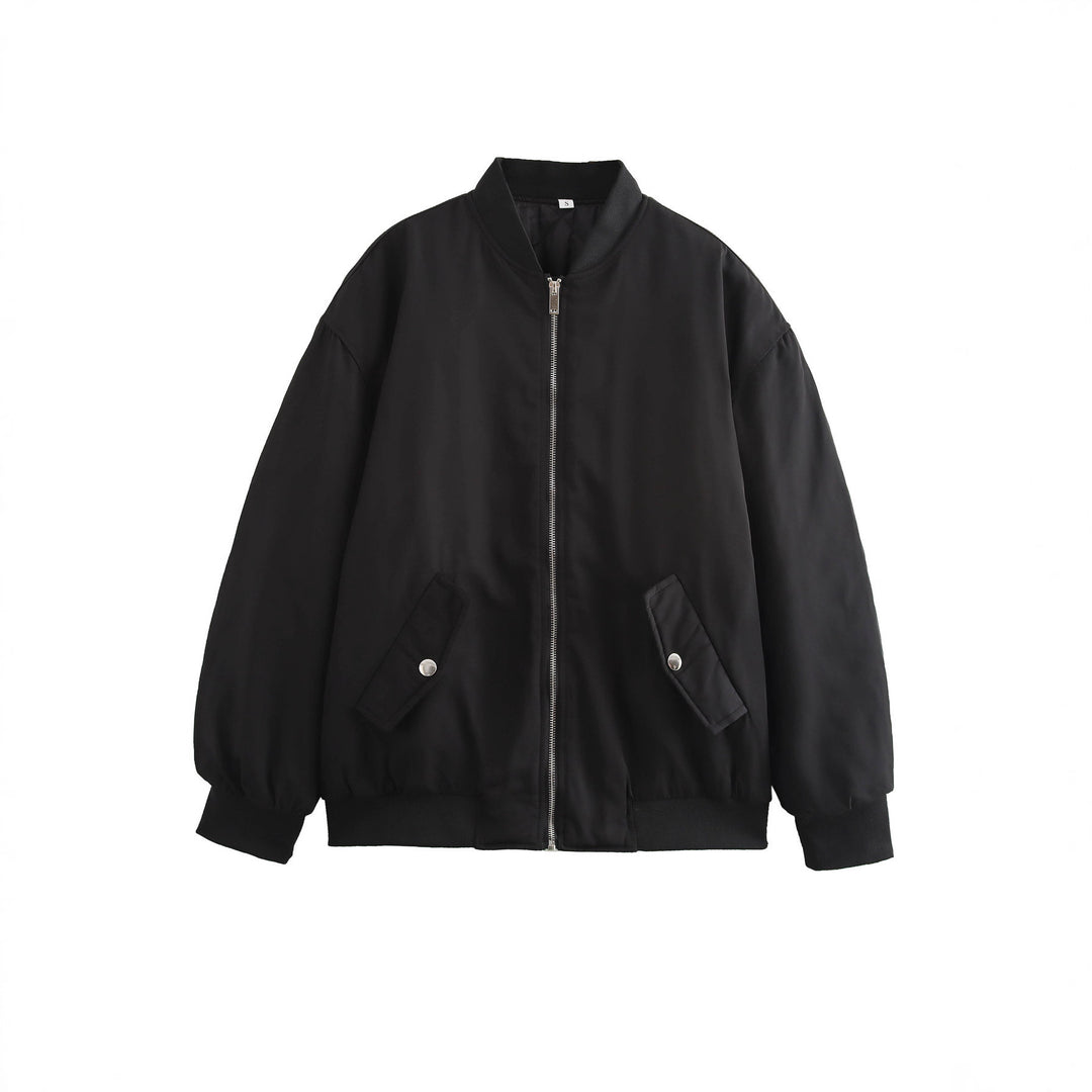 Damen lässige Bomberjacke mit elastischem Bund und praktischen Taschen Heidi-Mode