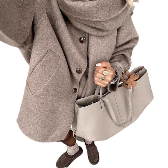 Damen modische Wolljacke mit oversized Schnitt und elegantem Revers Heidi-Mode