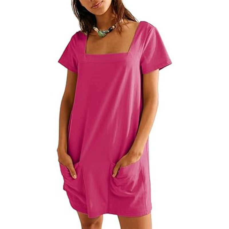 Heidi Mode | Freizeitkleid mit quadratischem Ausschnitt und Tasche