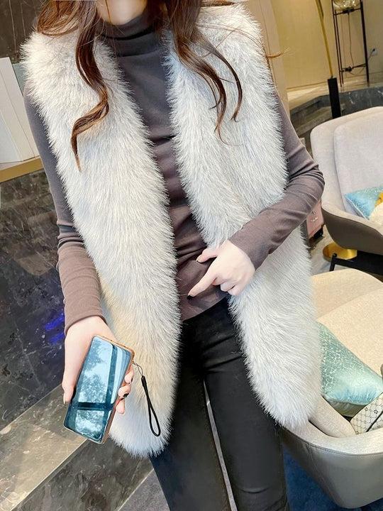 Damen Flauschige Kunstfell-Weste Heidi-Mode