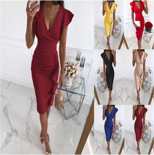Damen Wickelkleid mit Rüschendetails Heidi-Mode