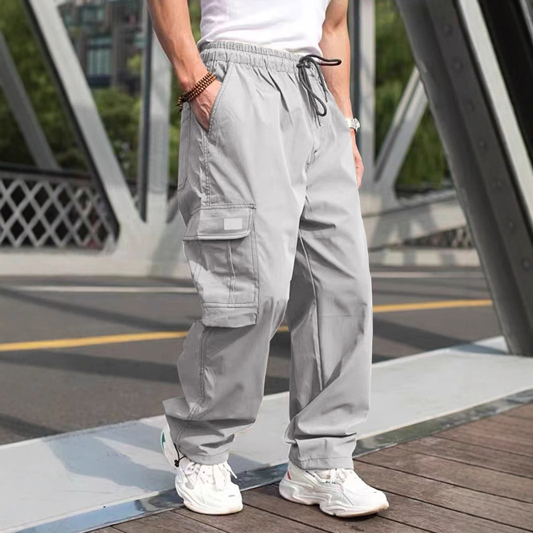 Herren lässige Cargo-Hose mit elastischem Bund und multifunktionalen Taschen Heidi-Mode