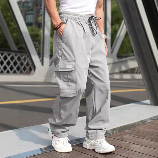 Herren lässige Cargo-Hose mit elastischem Bund und multifunktionalen Taschen Heidi-Mode