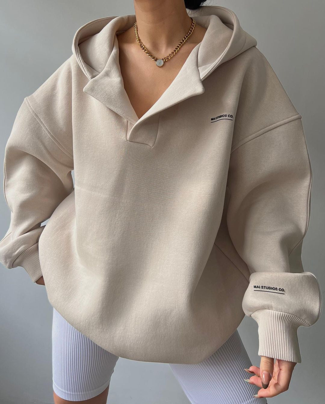 Damen oversized Kapuzenpullover mit lässigem Schnitt und sportlicher Ästhetik Heidi-Mode