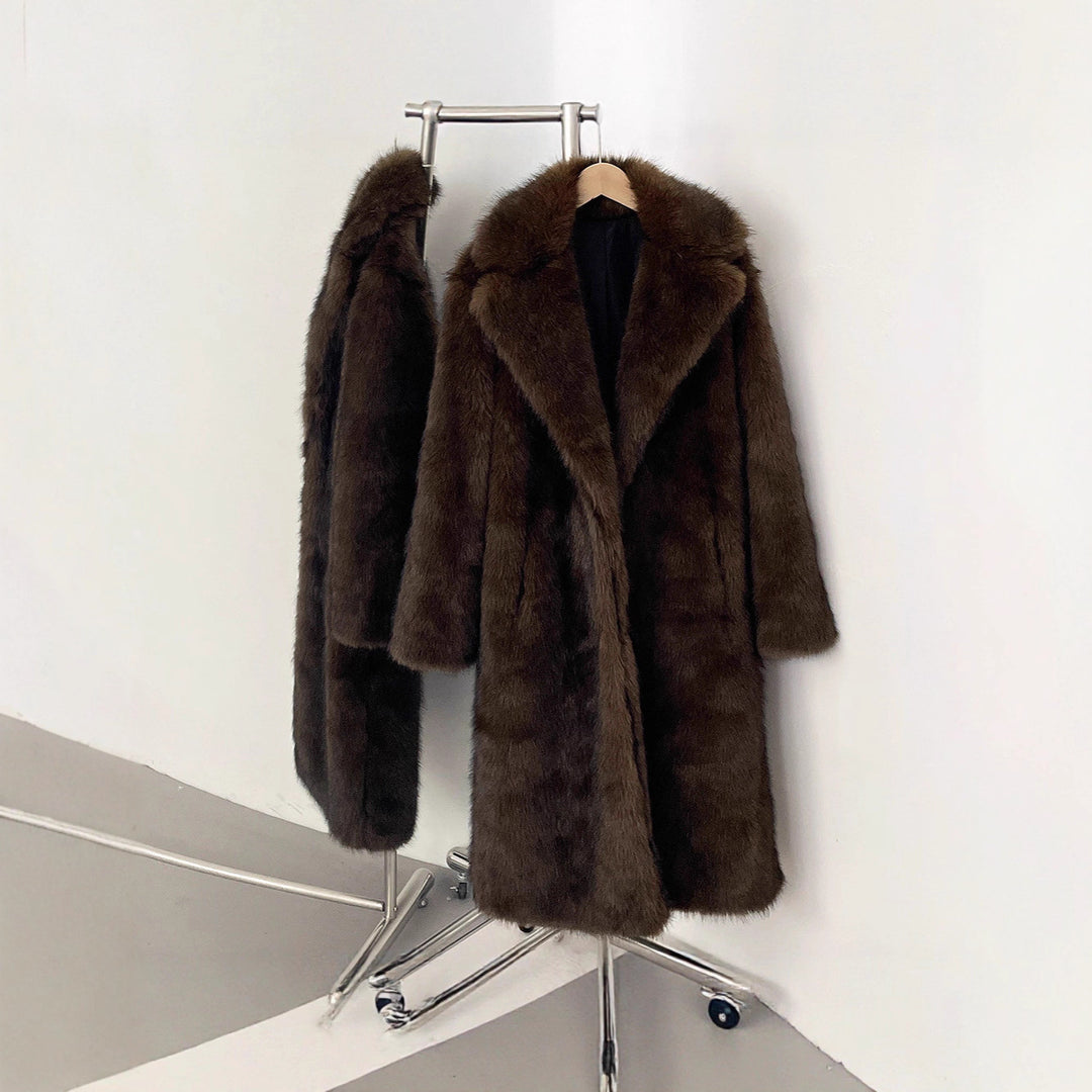 Damen Langhaarmantel für elegante Anlässe Heidi-Mode