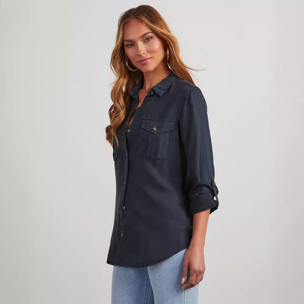 Damen Jeanshemd mit praktischen Brusttaschen und lässigem Schnitt Heidi-Mode