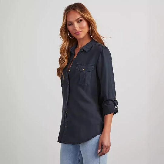 Damen Jeanshemd mit praktischen Brusttaschen und lässigem Schnitt Heidi-Mode