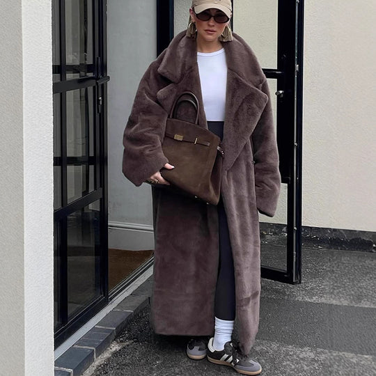 Damen Oversized Kunstfellmantel Heidi-Mode