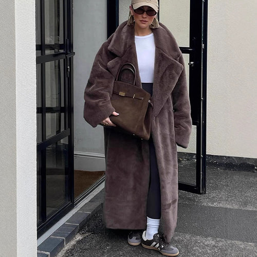Damen Oversized Kunstfellmantel Heidi-Mode