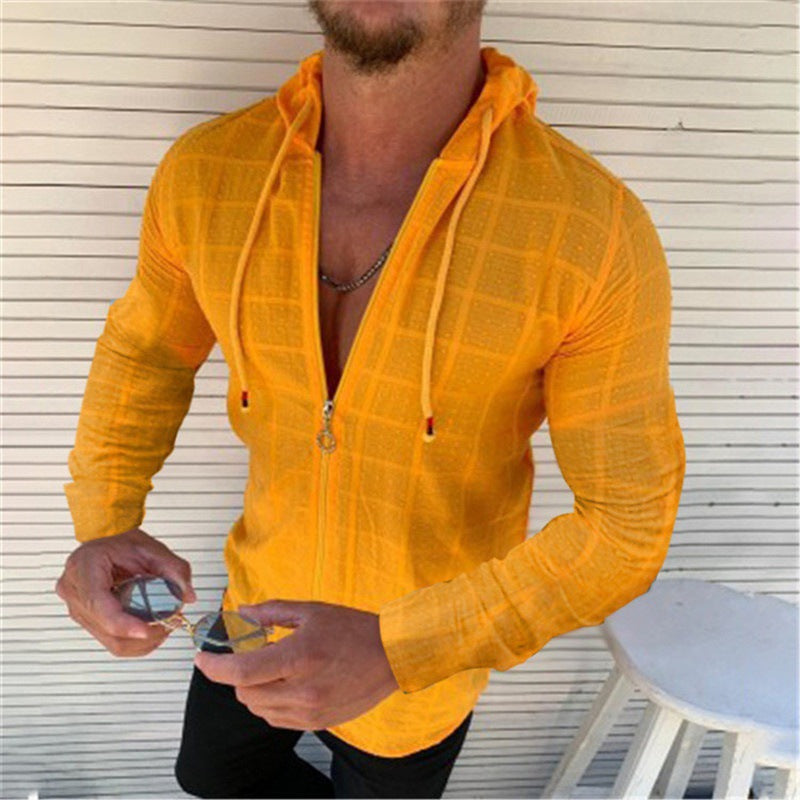 Herren Sportliche Langarmjacke mit innovativem Texturmuster und praktischem Reißverschluss Heidi-Mode