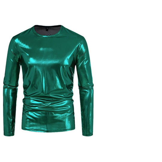 Herren stylisches Langarmshirt aus glänzendem Material Heidi-Mode